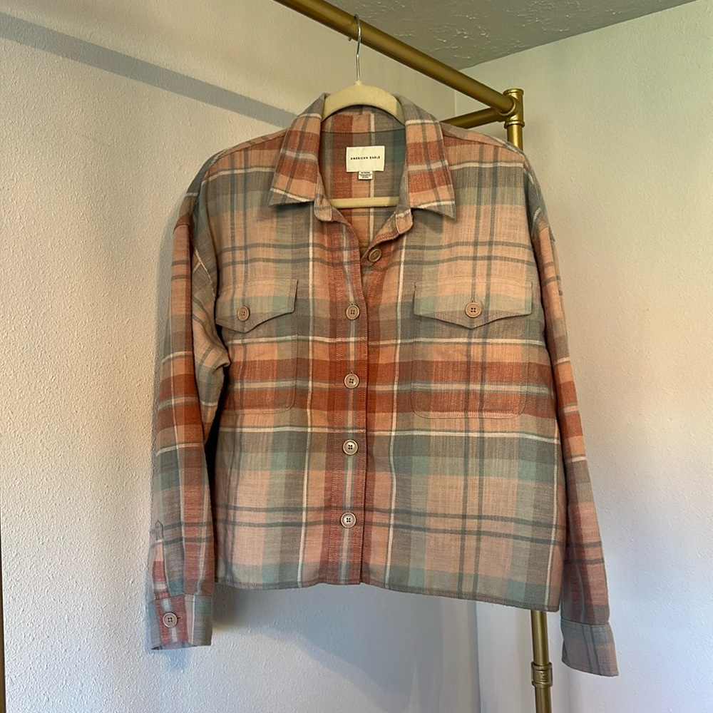 American Eagle Boxy Cropped Flannel